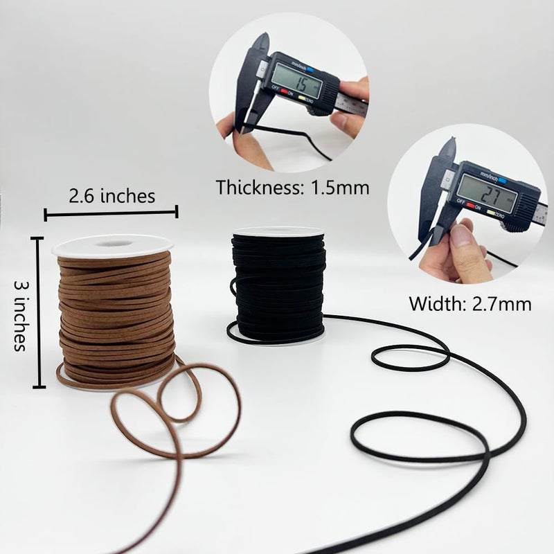 LUSTEMBER Leather String  2 Rolls Faux Leather Cord  Flat Suede Leather Lace for Necklaces  Bracelets  Jewelry Making  Tassels  Dream Catchers and Art Crafts - Image 3